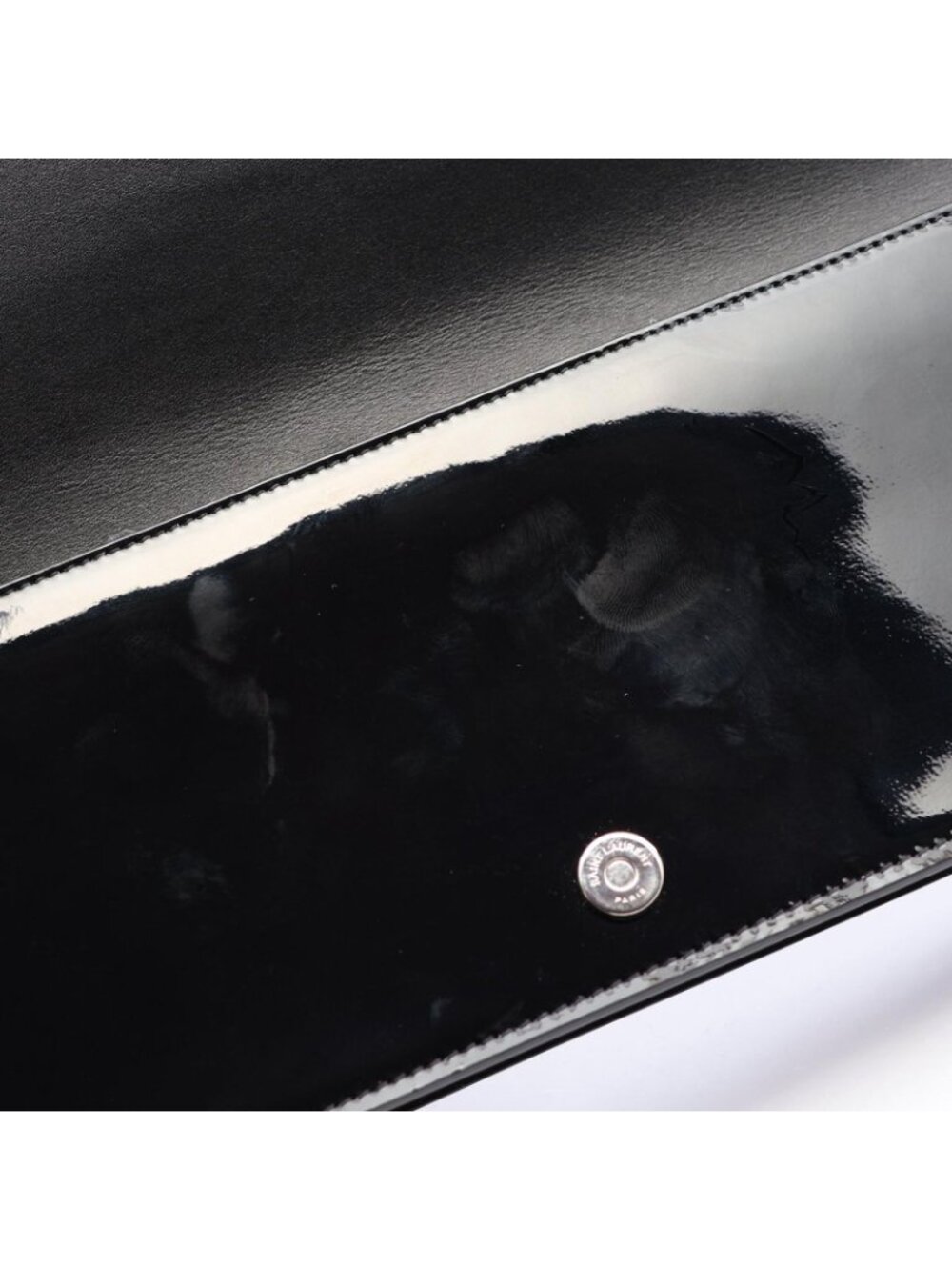 Saint Laurent Paris Clutch Baguette Pouch Metallic Black Patent Leather - Picture 8 of 9